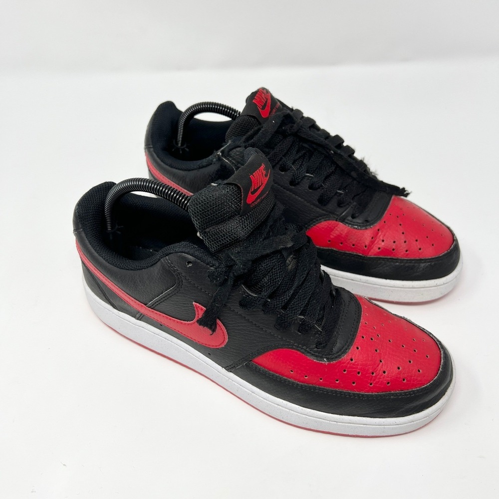 Nike Court Vision Low Next Nature BRED Mens Size 9 Black Red FJ0685-010 READ - Picture 1 of 14